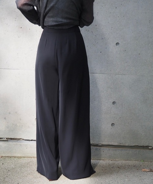 パンツ double tuck belted wide pants /ダブルタック ウエスト リボン