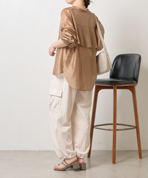 【Jena espace mervnilleux】パラシュートルーズパンツ Jena espace merveilleux｜ピーチスキンパラシュートパンツ