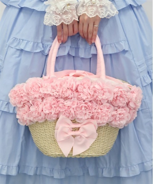 COACH♥ かごバッグ　カゴ　 蝶 ピンク　チャーム　フラワー　セット Chalmiere（シャルミエール） かごバッグ カゴバッグ フローラカゴ
