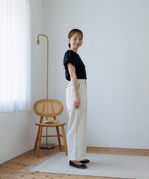 flower ワイドパンツ パンツ カームリネンパンツ レディース