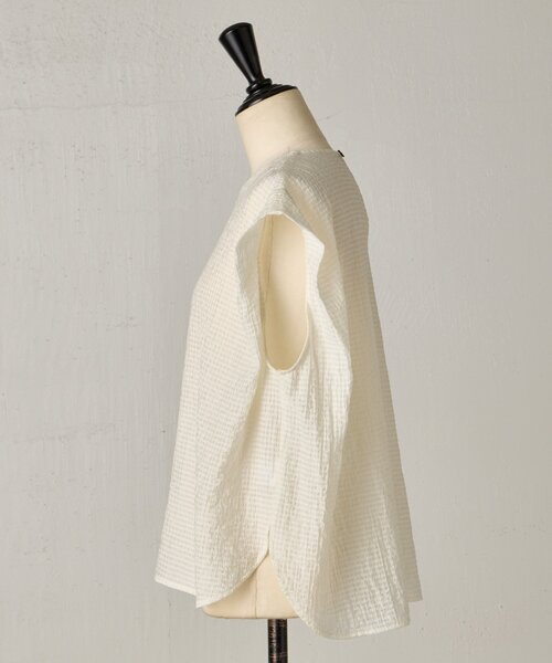 BEARDSLEY ブラウス シャツ サッカーチェックフレンチブラウス