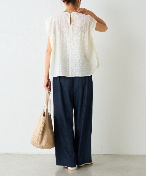 BEARDSLEYのフレンチ袖ブラウス BEARDSLEY ブラウス シャツ サッカーチェックフレンチブラウス