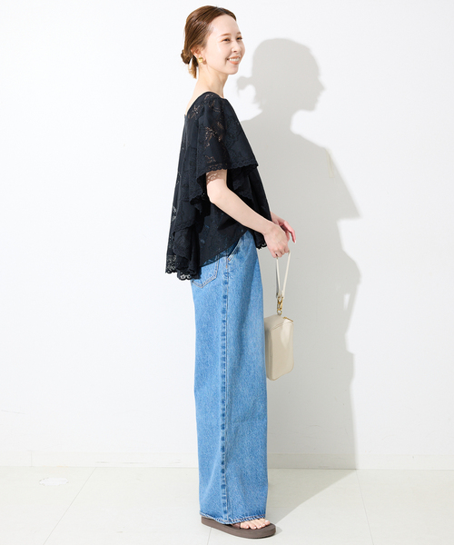 SLOBE IENA ブラウス シャツ レースフリルVネックブラウス