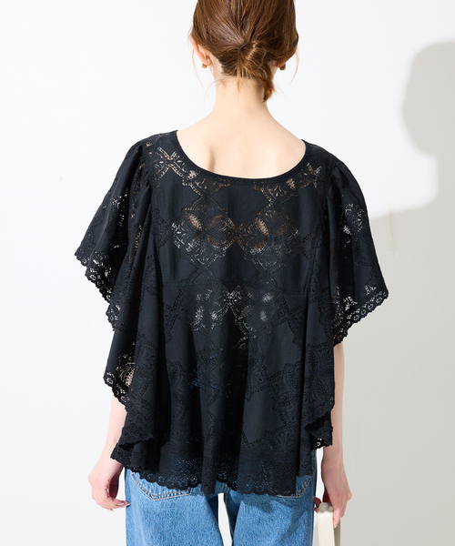 SLOBE IENA ブラウス シャツ レースフリルVネックブラウス