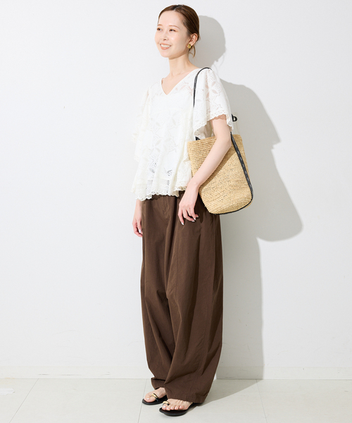 SLOBE IENA　スローブイエナ　レースフリルVネックブラウス　ほぼ未使用 WEB限定/追加予約》レースフリルVネックブラウス(508350078