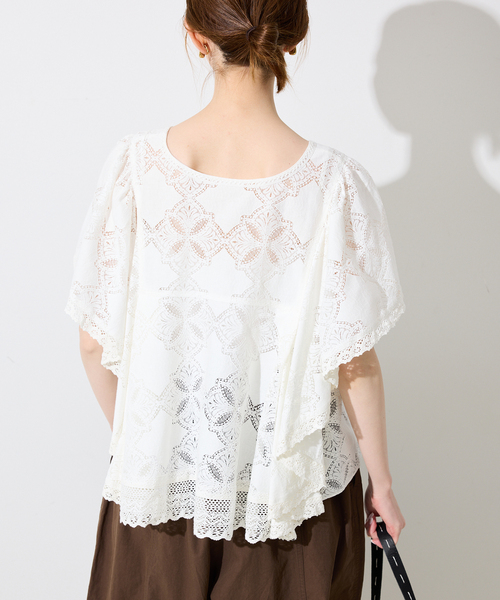 SLOBE IENA ブラウス シャツ レースフリルVネックブラウス