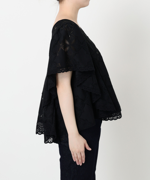 SLOBE IENA ブラウス シャツ レースフリルVネックブラウス