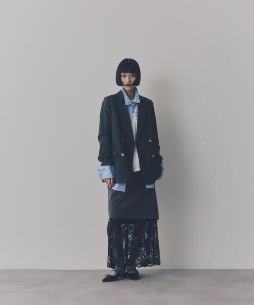 新品未使用NATURAL BEAUTY BASIC ジャケット　ネイビー 未使用級❤️2024AW ダブルブレストテーラードジャケット