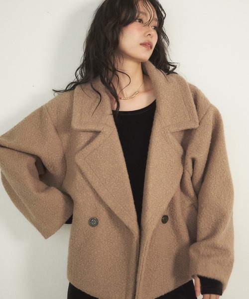 【sheller】ブークレコクーンショートコート 新品】sheller シェリエ ブークレコクーンショートコート アウター