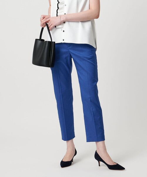 【UNITED ARROWS】美品 ノーカラーパンツ ストレッチ ウォッシャブル UNITED ARROWS パンツ シャイニー スリム ストレッチ