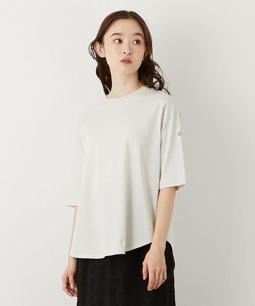 tシャツ クルーネックラウンドヘムTシャツ レディース