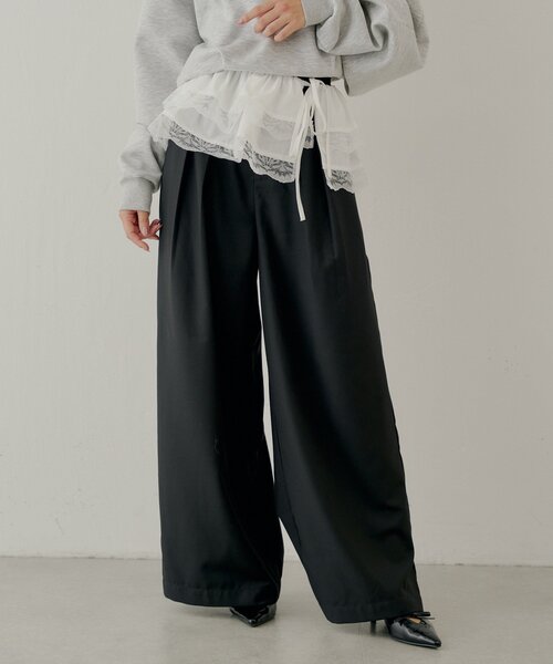 【SALON by Chico】取り外しフリルルーズスラックスパンツ Chico（チコ） パンツ 「SALON by Chico」取り外しフリルルーズ
