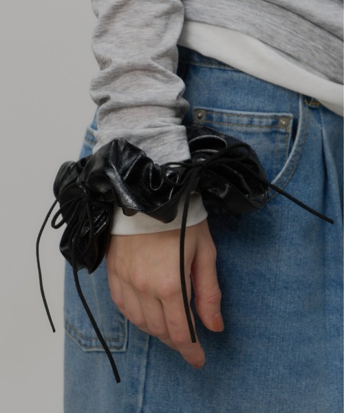 Su1.（スイ） シュシュ 「Su1.」スウェードリボン×フェイクレザー