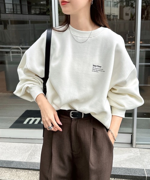 トレーナー スウェット 裏起毛ロゴ刺繍ワンポイントスウェットトップス レディース | andme