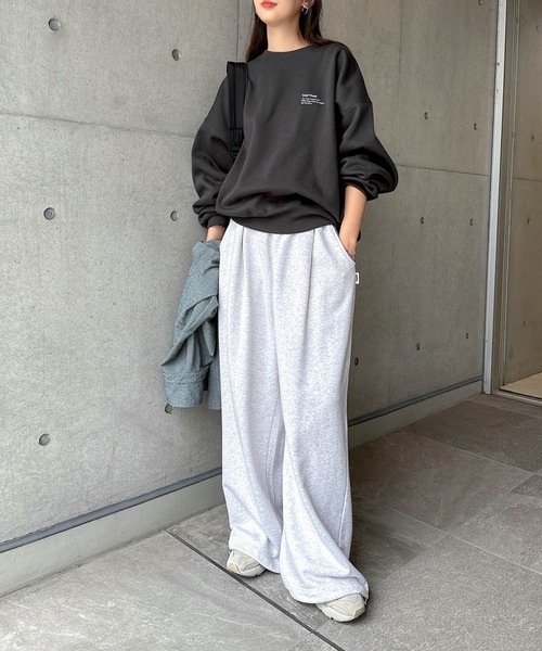 トレーナー スウェット 裏起毛ロゴ刺繍ワンポイントスウェットトップス レディース | andme | 17