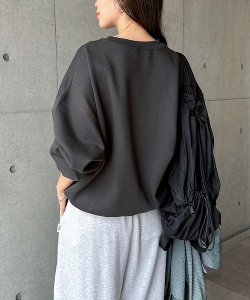 トレーナー スウェット 裏起毛ロゴ刺繍ワンポイントスウェットトップス レディース | andme | 16