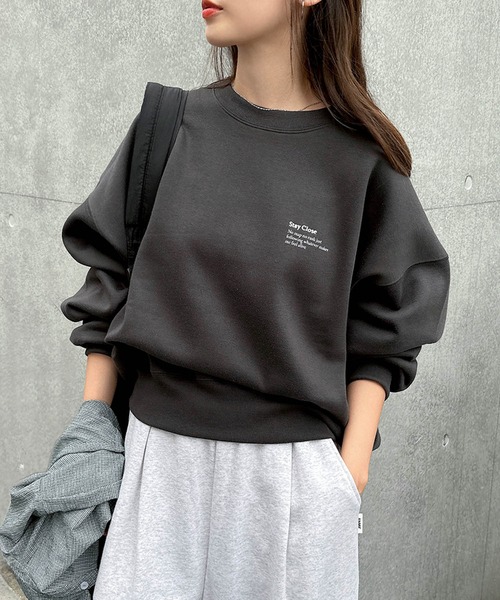 トレーナー スウェット 裏起毛ロゴ刺繍ワンポイントスウェットトップス レディース | andme | 11
