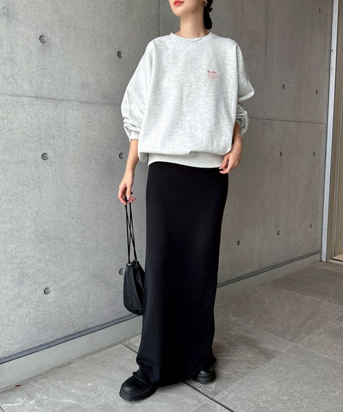 トレーナー スウェット 裏起毛ロゴ刺繍ワンポイントスウェットトップス レディース | andme | 23