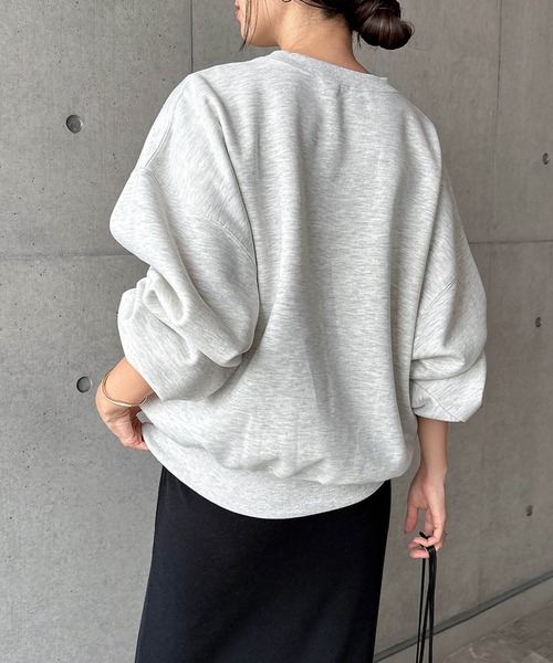 トレーナー スウェット 裏起毛ロゴ刺繍ワンポイントスウェットトップス レディース | andme | 22