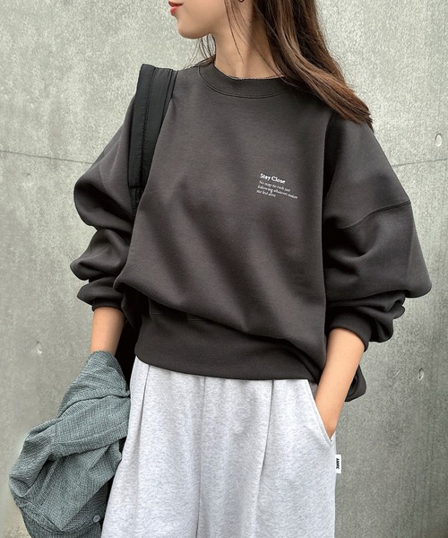 トレーナー スウェット 裏起毛ロゴ刺繍ワンポイントスウェットトップス レディース | andme | 14