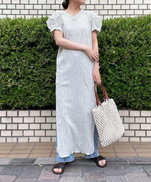 「BEARDSLEY」 半袖ワンピース FREE ホワイト レディース_画像8