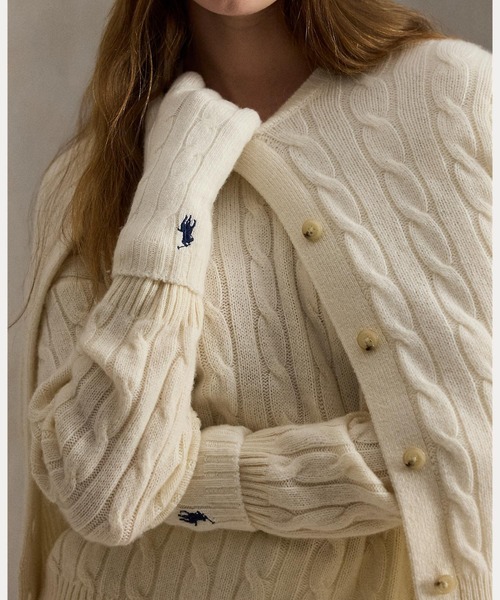【新品未使用】ラルフローレン ウールカシミヤ 手袋 ケーブルニット ウールカシミヤ グローブ （手袋）｜POLO RALPH LAUREN
