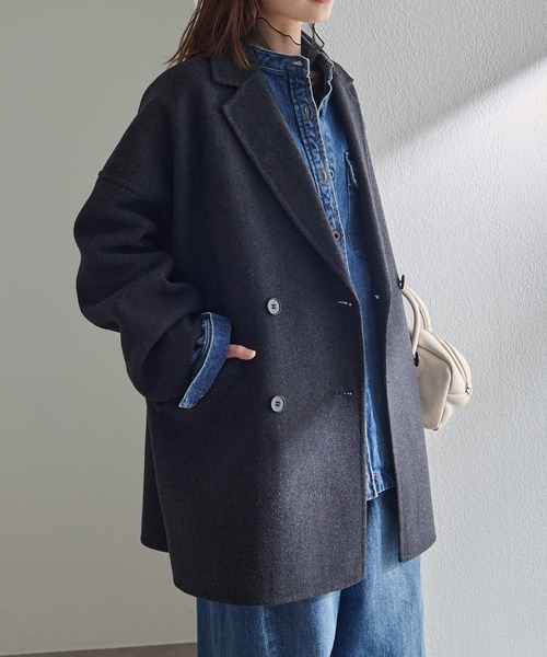 ピュアルセシン　ハンドメイド風ウール　チェスターコート　グレー　11/29削除 pual ce cin コート アウター ハンドメイド風ウール混テーラーコート