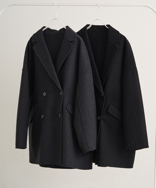 ピュアルセシン　ハンドメイド風ウール　チェスターコート　グレー　11/29削除 pual ce cin コート アウター ハンドメイド風ウール混テーラーコート