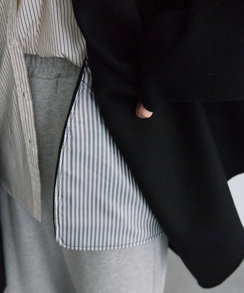 pual ce cin コート アウター ハンドメイド風ウール混テーラーコート