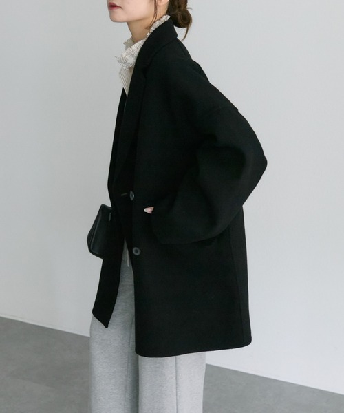 pual ce cin コート アウター ハンドメイド風ウール混テーラーコート