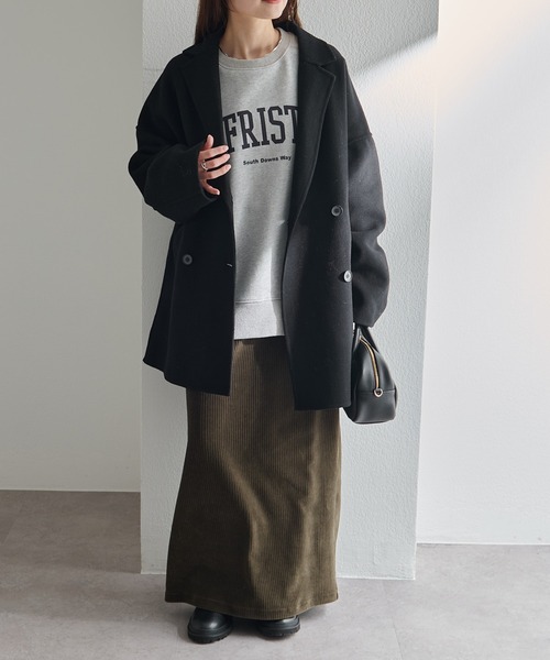 pual ce cin コート アウター ハンドメイド風ウール混テーラーコート