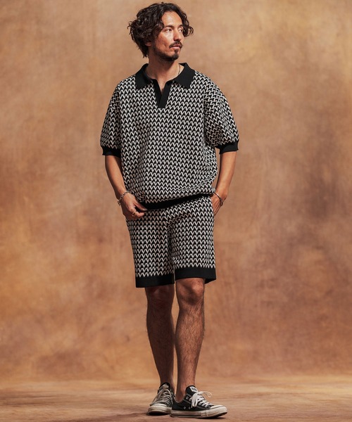 「Jih Nunc」 半袖ニット M ブラック メンズ_画像9