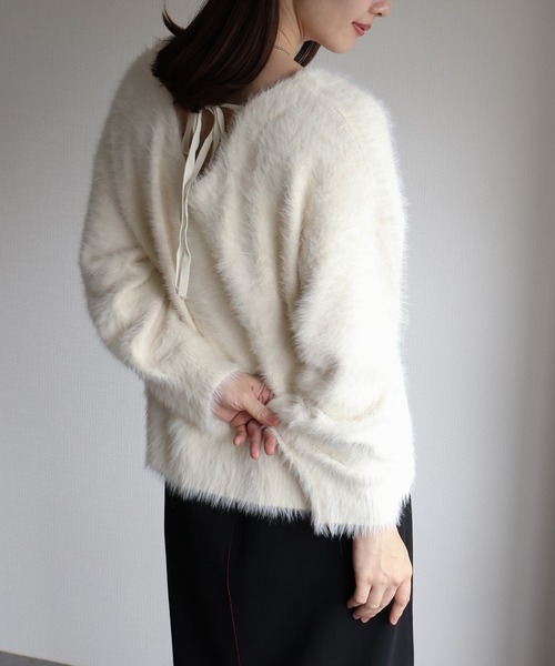 sin.ca ニット セーター Vネックシャギーニットプルオーバー