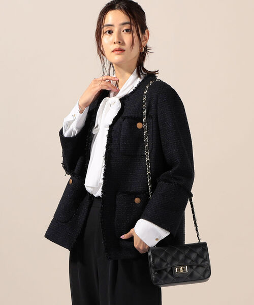 NOLLEY'S（ノーリーズ） ノーカラージャケット 38 ネイビー レディース