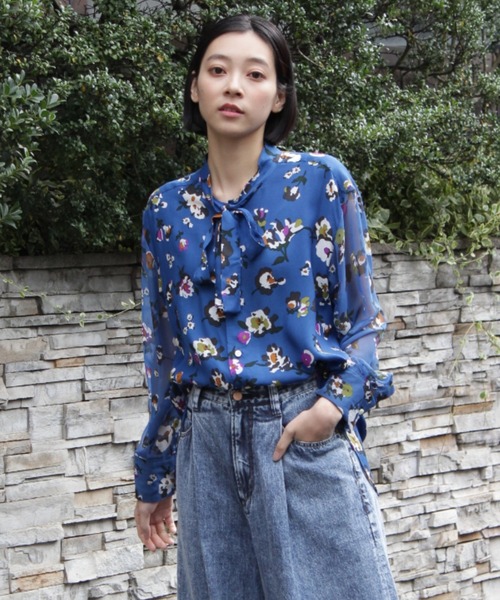 「H.A.K」 長袖ブラウス FREE ブルー レディース_画像7