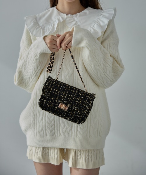 Nadana ショルダーバッグ バッグ ツイードチェーンショルダーバッグ