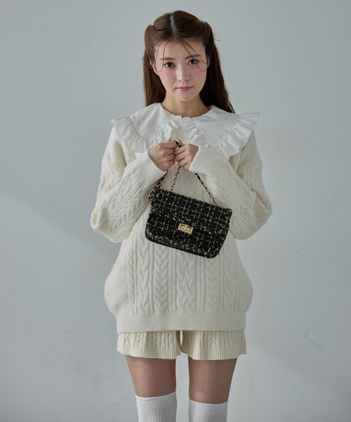 Nadana ショルダーバッグ バッグ ツイードチェーンショルダーバッグ