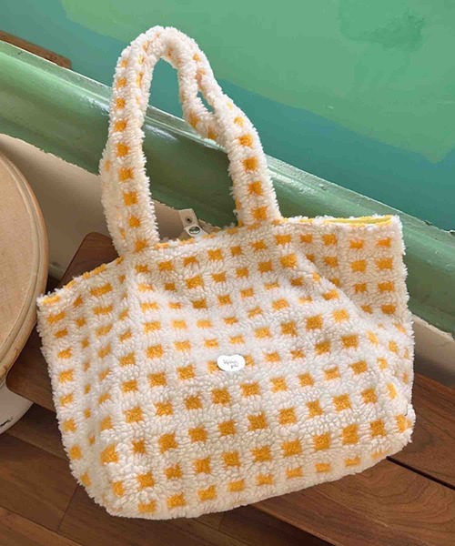 Mignonjour トートバッグ FReePLACe/チェック柄 もこもこトートバッグ