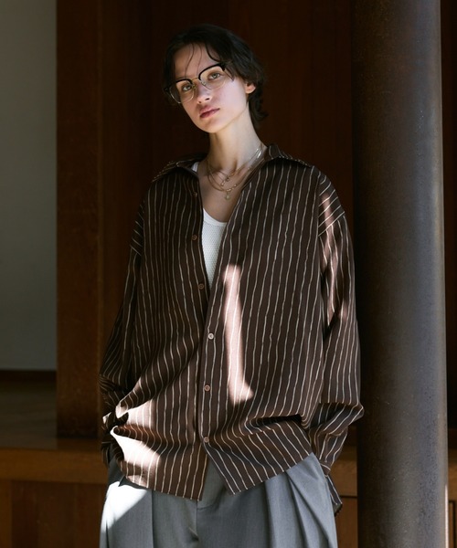 soerte シャツ Loose Nuance Stripe L/S Shirt / ルーズニュアンス 