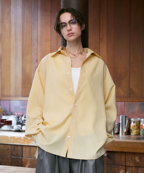 cafnePlage nuance stripe シャツ soerte シャツ Loose Nuance Stripe L/S Shirt / ルーズニュアンス