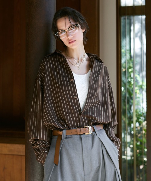 soerte シャツ Loose Nuance Stripe L/S Shirt / ルーズニュアンス