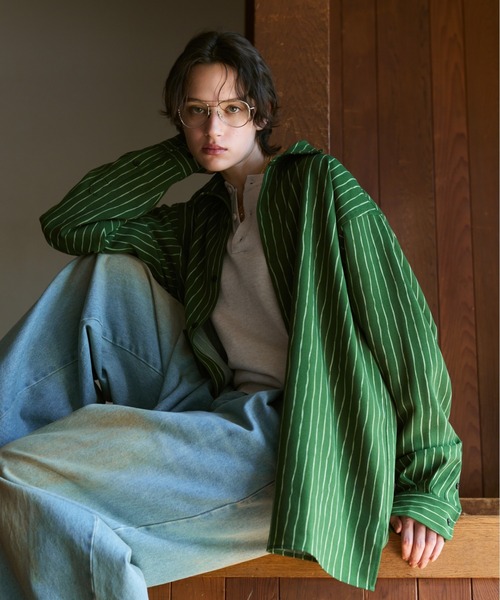 soerte シャツ Loose Nuance Stripe L/S Shirt / ルーズニュアンス