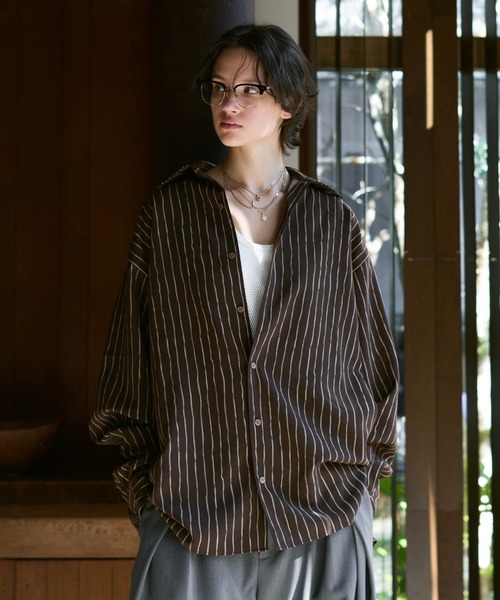 soerte シャツ Loose Nuance Stripe L/S Shirt / ルーズニュアンス