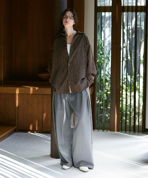 soerte シャツ Loose Nuance Stripe L/S Shirt / ルーズニュアンス