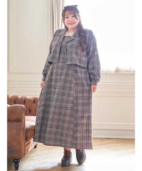 「Re-J&SUPURE」 ノースリーブワンピース XXX-LARGE グレー レディース_画像5