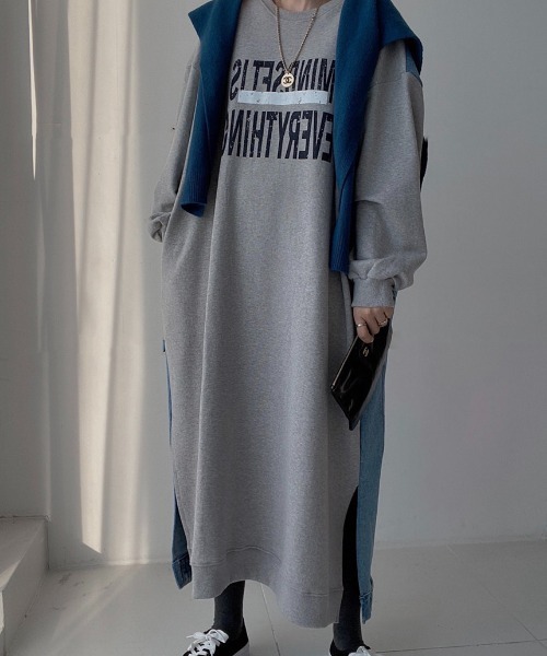 「N.s」 長袖ワンピース M グレー レディース_画像2