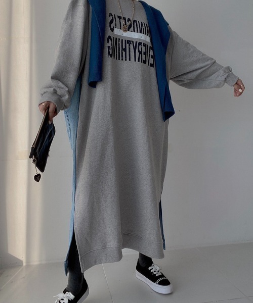 「N.s」 長袖ワンピース M グレー レディース_画像5