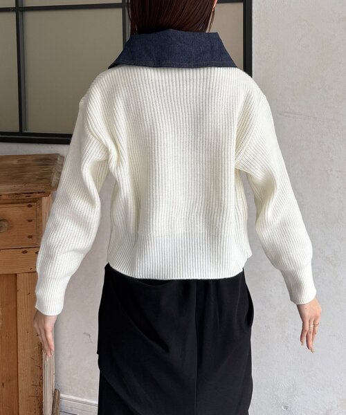 Thevon（ゼヴォン） カーディガン デニムドッキングWジップニット