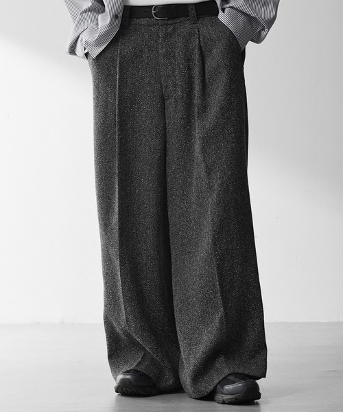 RUUBON パンツ 「RUUBON」nep tweed center press slacks/ネップ