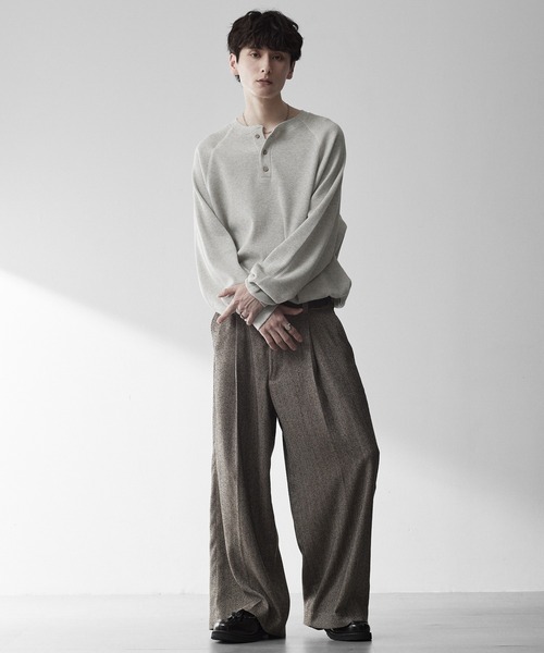 RUUBON ワイドパンツ パンツ 「RUUBON」nep tweed center press slacks